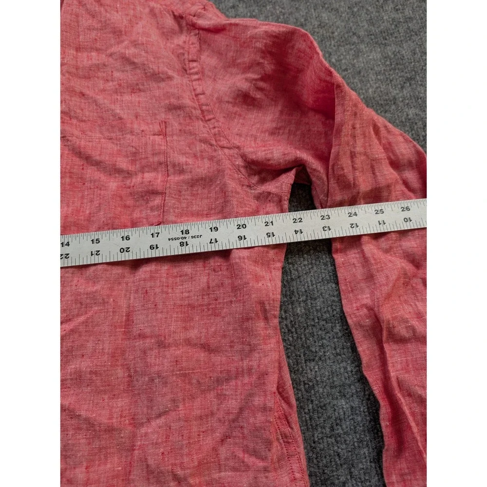 Banana Republic 100% Linen Shirt Mens Size Large L Camden Fit Coral Red Button